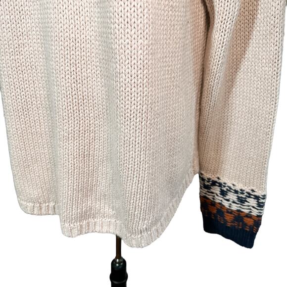 Madewell NEW Brookdale Fair Isle Turtleneck Sweater Alpaca Cream Navy Orange XXL - Picture 7 of 15